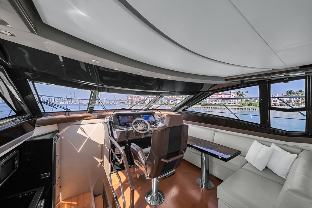 Helm and cockpit interior of the Marquis 66'